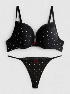 Set de lencería push-up con lunares