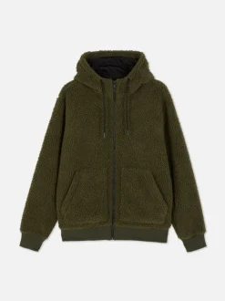Sudadera con capucha y cremallera de borreguito