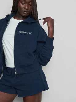 Sudadera con capucha y cremallera estampada