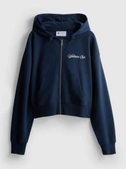 Sudadera con capucha y cremallera estampada