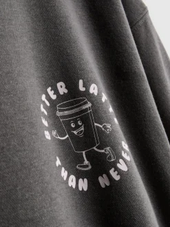 Sudadera con capucha y gráfico en mezcla de algodón
