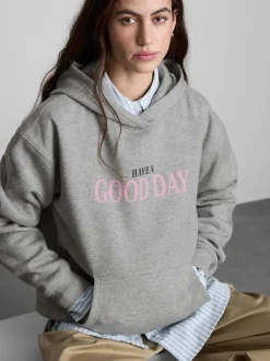 Sudadera con capucha y gráfico en mezcla de algodón