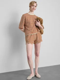Sudadera de manga corta a rayas con algodón