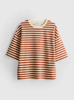Sudadera de manga corta a rayas con algodón
