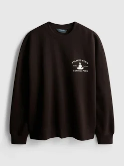 Sudadera estampada holgada en mezcla de algodón