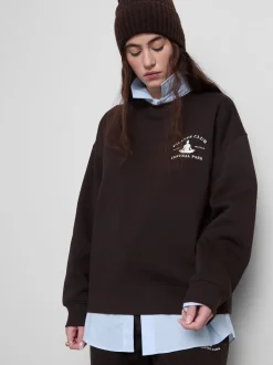 Sudadera estampada holgada en mezcla de algodón