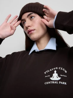 Sudadera estampada holgada en mezcla de algodón