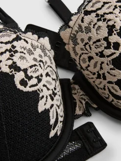 Sujetador balconet push-up floral de encaje The Edit