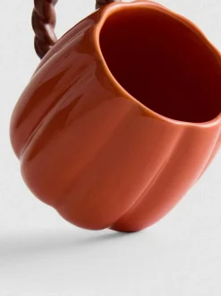 Taza de cerámica con forma de calabaza