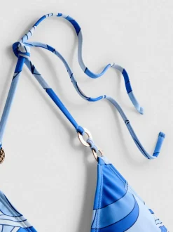 Top de bikini triangular con diseño de remolinos