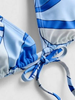 Top de bikini triangular con diseño de remolinos