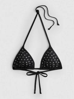 Top de bikini triangular con strass