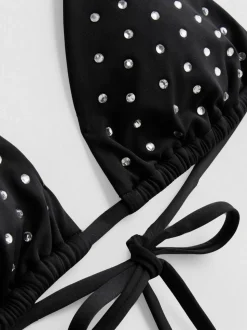 Top de bikini triangular con strass