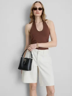 Top de cuello halter con mucho algodón