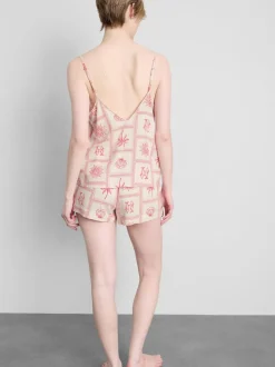 Top de tirantes de pijama con escote pico y azulejos