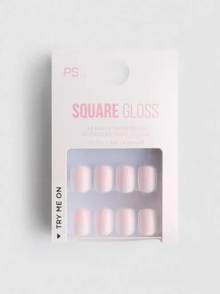Uñas postizas cuadradas brillantes de PS...