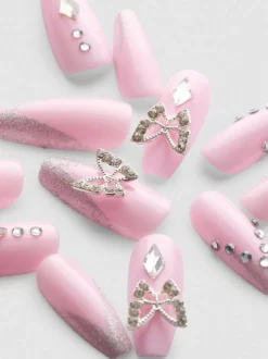 Uñas postizas puntiagudas brillantes de PS…