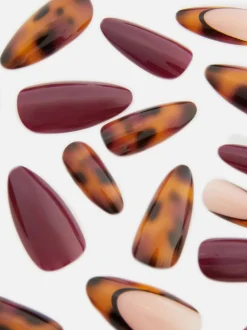 Uñas postizas puntiagudas brillantes de carey de PS...