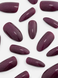 Uñas postizas puntiagudas con purpurina de PS...