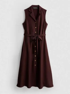 Vestido camisero midi con cinturón