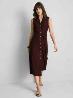 Vestido camisero midi con cinturón