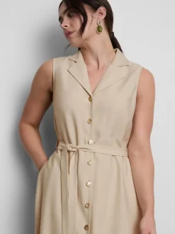 Vestido camisero midi con cinturón