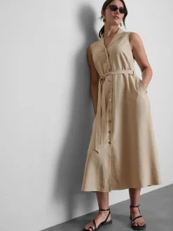 Vestido camisero midi con cinturón