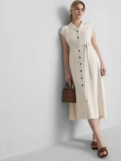 Vestido camisero midi de manga corta