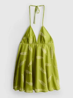 Vestido corto con bordados de peces