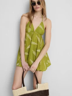 Vestido corto con bordados de peces
