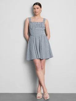 Vestido corto con corsé a cuadros vichy