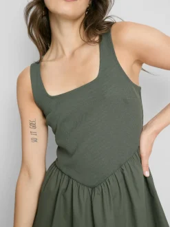 Vestido corto con corsé en mezcla de algodón