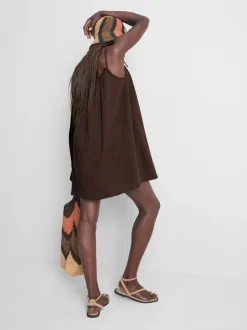 Vestido corto de corte trapecio de algodón
