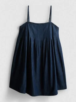 Vestido corto vaquero estilo babydoll de algodón