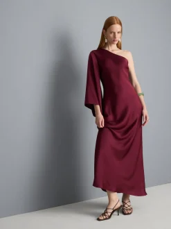 Vestido largo asimétrico con manga acampanada