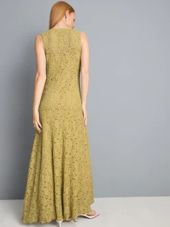 Vestido largo de encaje elástico