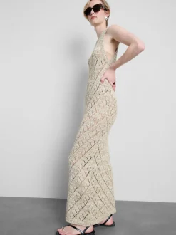 Vestido largo geométrico de crochet