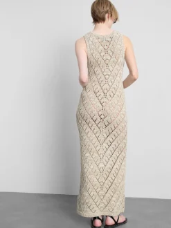 Vestido largo geométrico de crochet