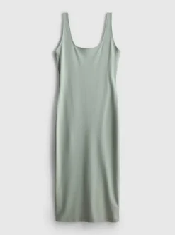 Vestido midi ajustado con escote cuadrado