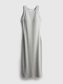 Vestido midi de canalé con sujetador incorporado