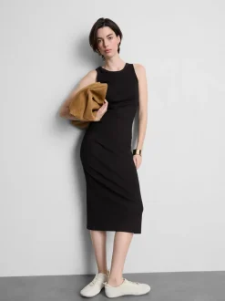 Vestido midi de canalé con sujetador incorporado