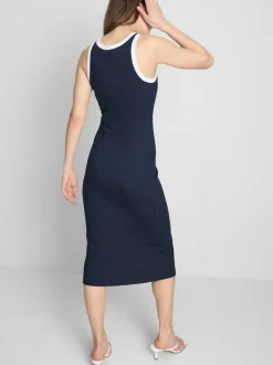 Vestido midi de canalé con sujetador incorporado