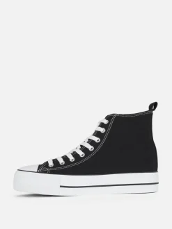 Zapatillas altas de lona con plataforma plana