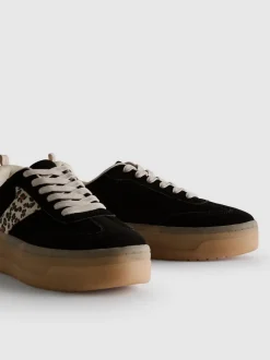 Zapatillas de leopardo con suela gruesa de goma